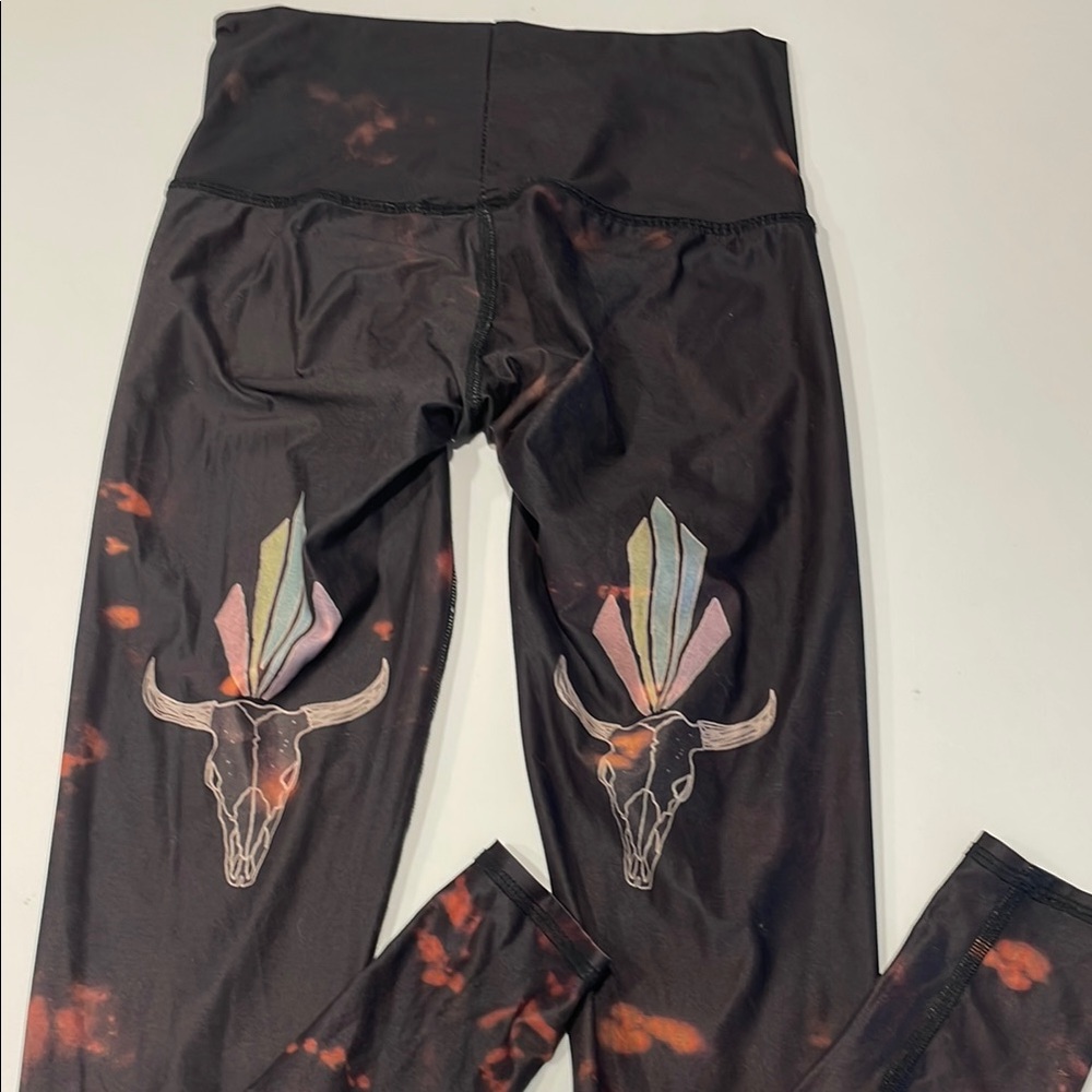 Black Leggings with Colorful Skull Design